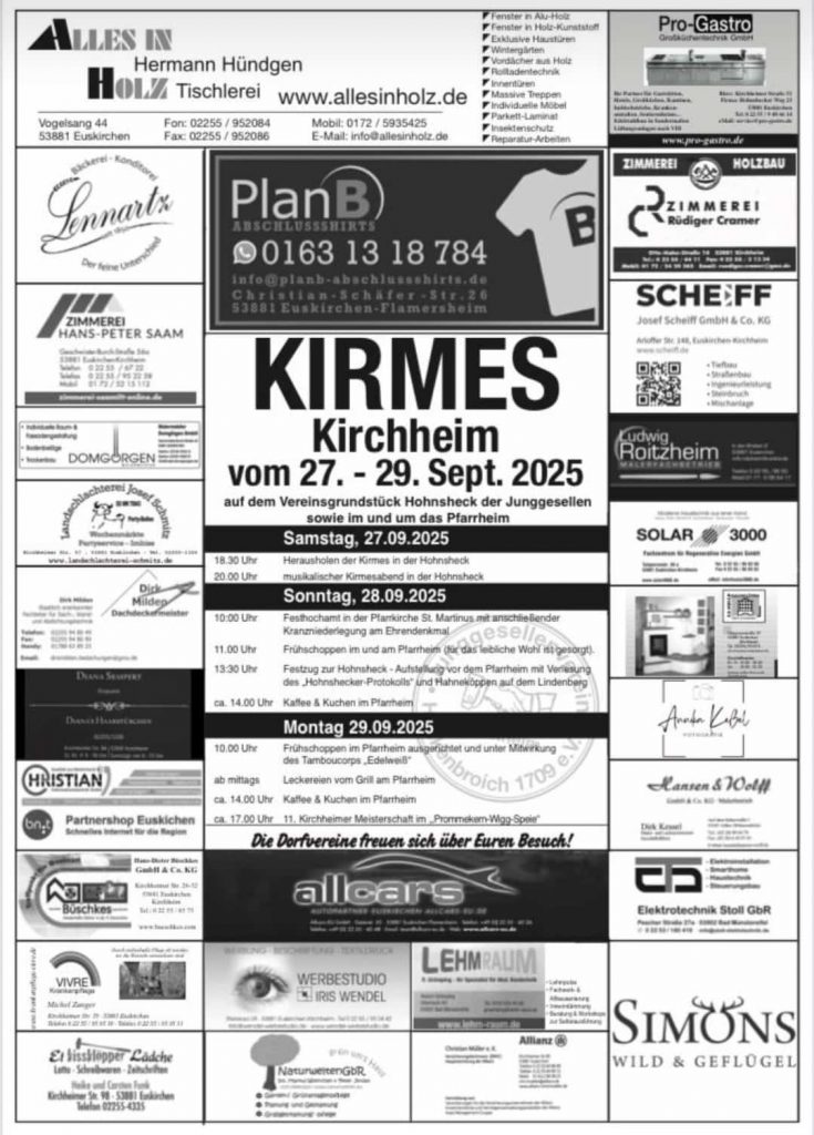 Kirmes in Euskirchen-Kirchheim 2025, Plakat